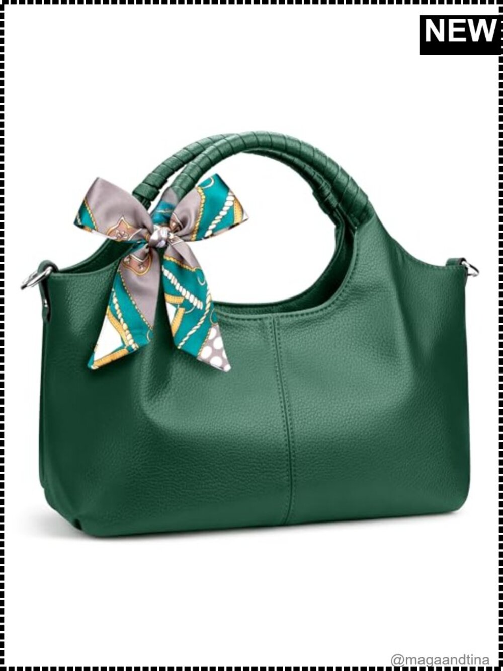 Vegan Leather Top Handle Satchel Bag with Adjustable Strap